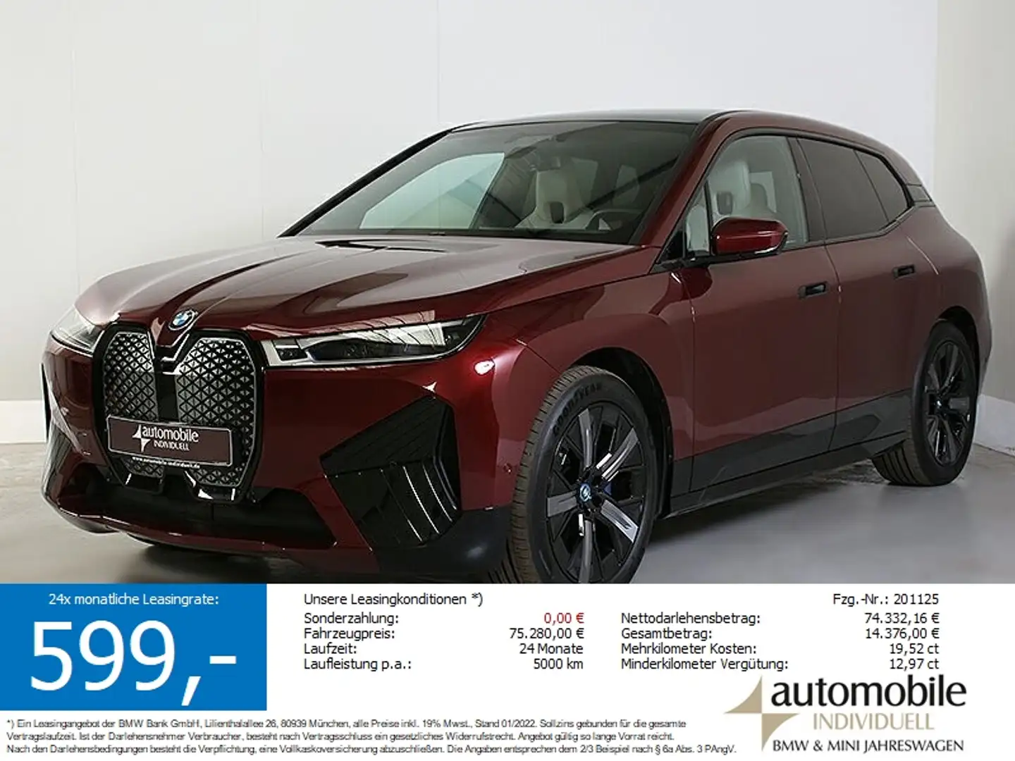 BMW iX xDr. 50 Sportpaket AutobahnassistentAHK Panor Rot - 1