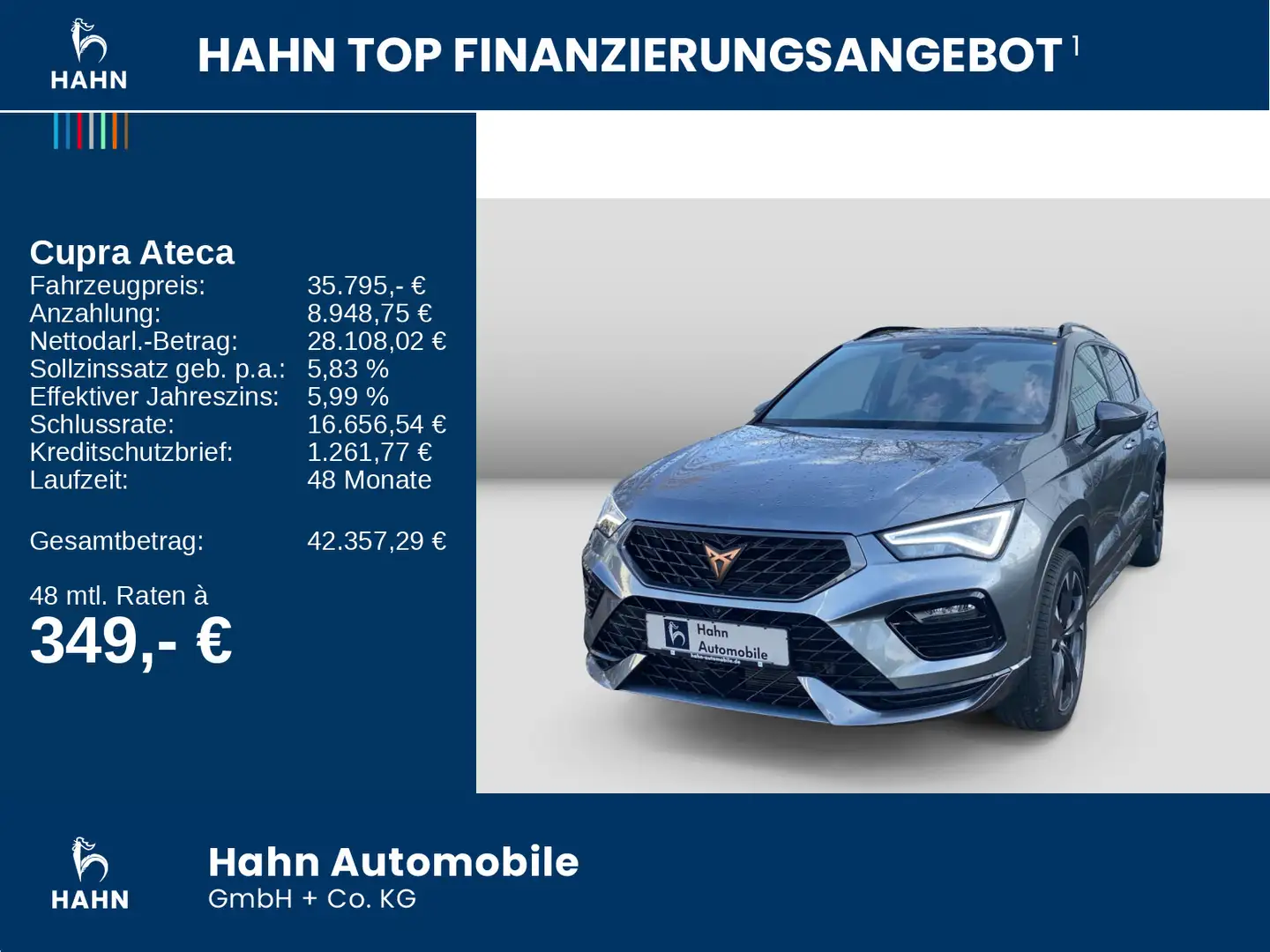 CUPRA Ateca 2.0 TSI DSG 4Drive LED ACC AHK Navi Kessy Grau - 2