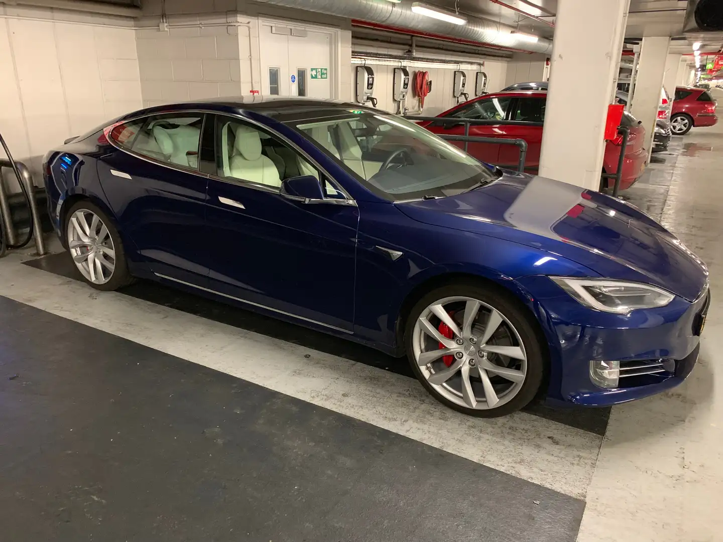Tesla Model S P100D Ludicrous+ Bleu - 1