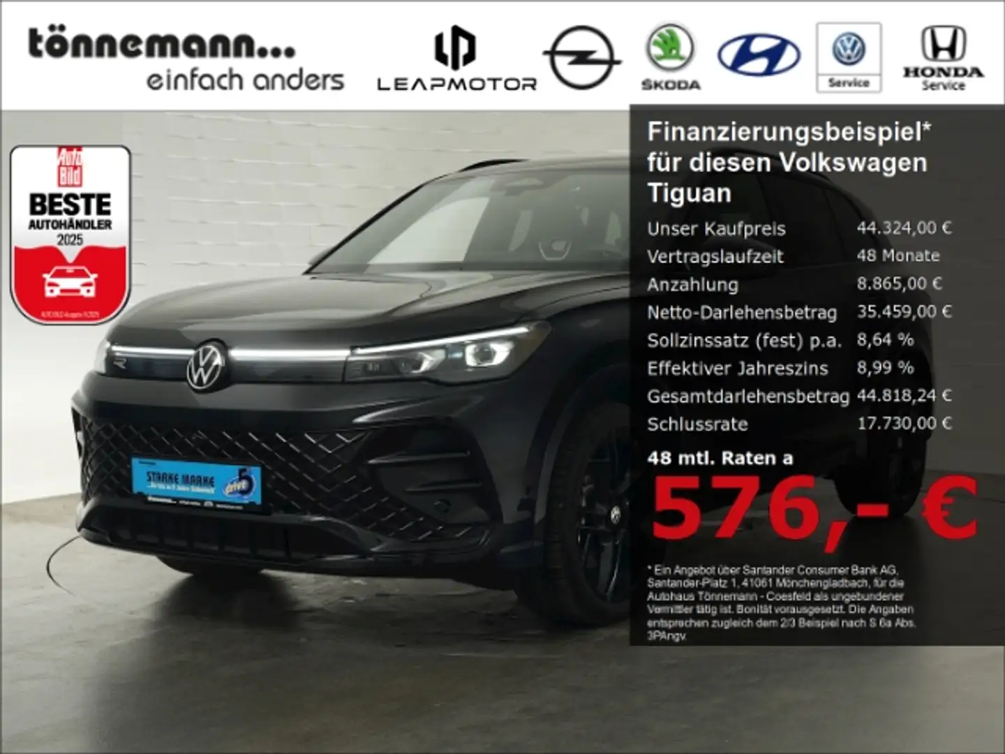 Volkswagen Tiguan R-LINE TDI DSG+AHK+LED MATRIX+360 GRAD KAMERA+PANO Schwarz - 1