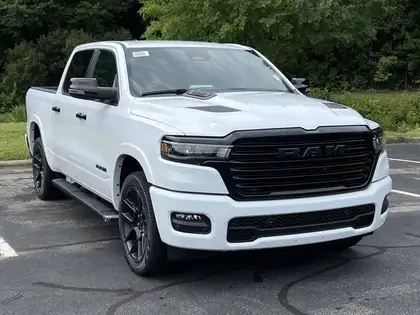 White 2026 RAM 1500 Laramie Crew Cab 4WD Pickup Truck Four-Wheel Drive 8-Speed Automatic