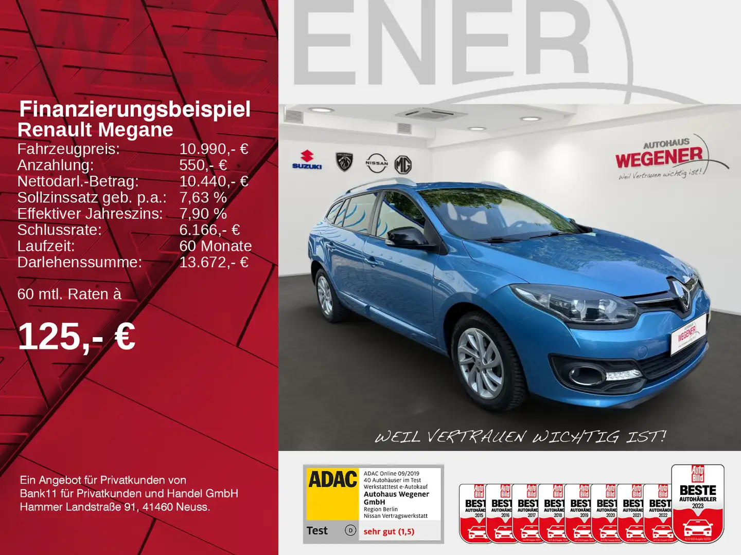 Renault Megane MEGANE dCi AT - Allw. - Klima - wenig KM - Navi Blau - 2