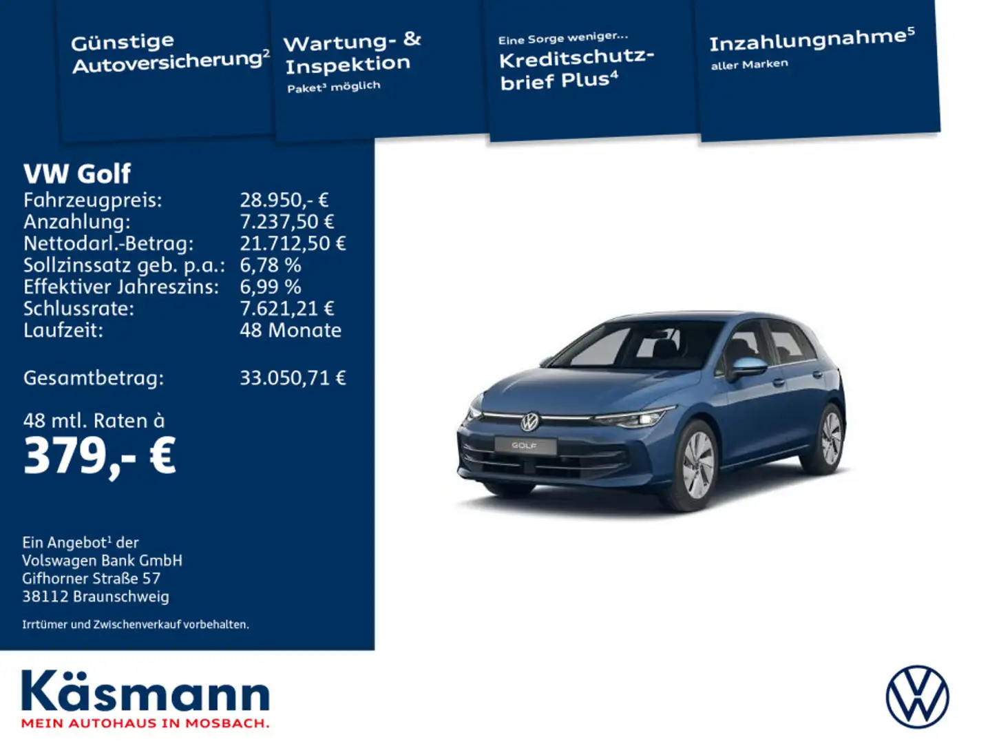 Volkswagen Golf Style 1.5 eTSI DSG NAVI LED 360° ACC Blau - 1