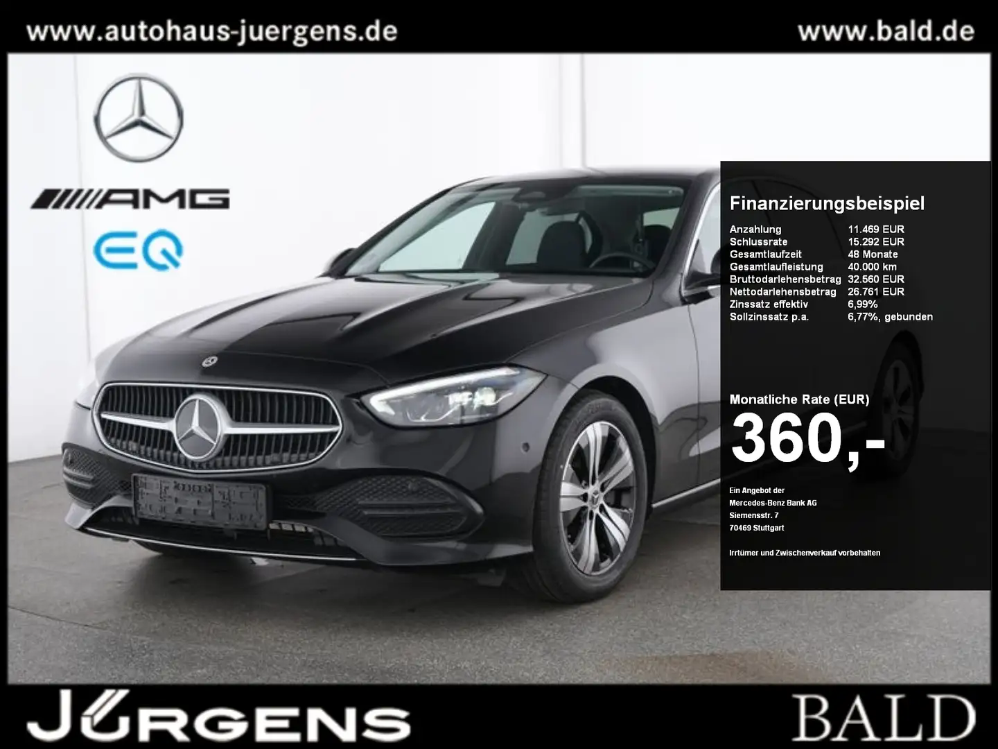 Mercedes-Benz C 200 Avantgarde/AHK/Totw/Kamera/LED/Shz/17" Noir - 1