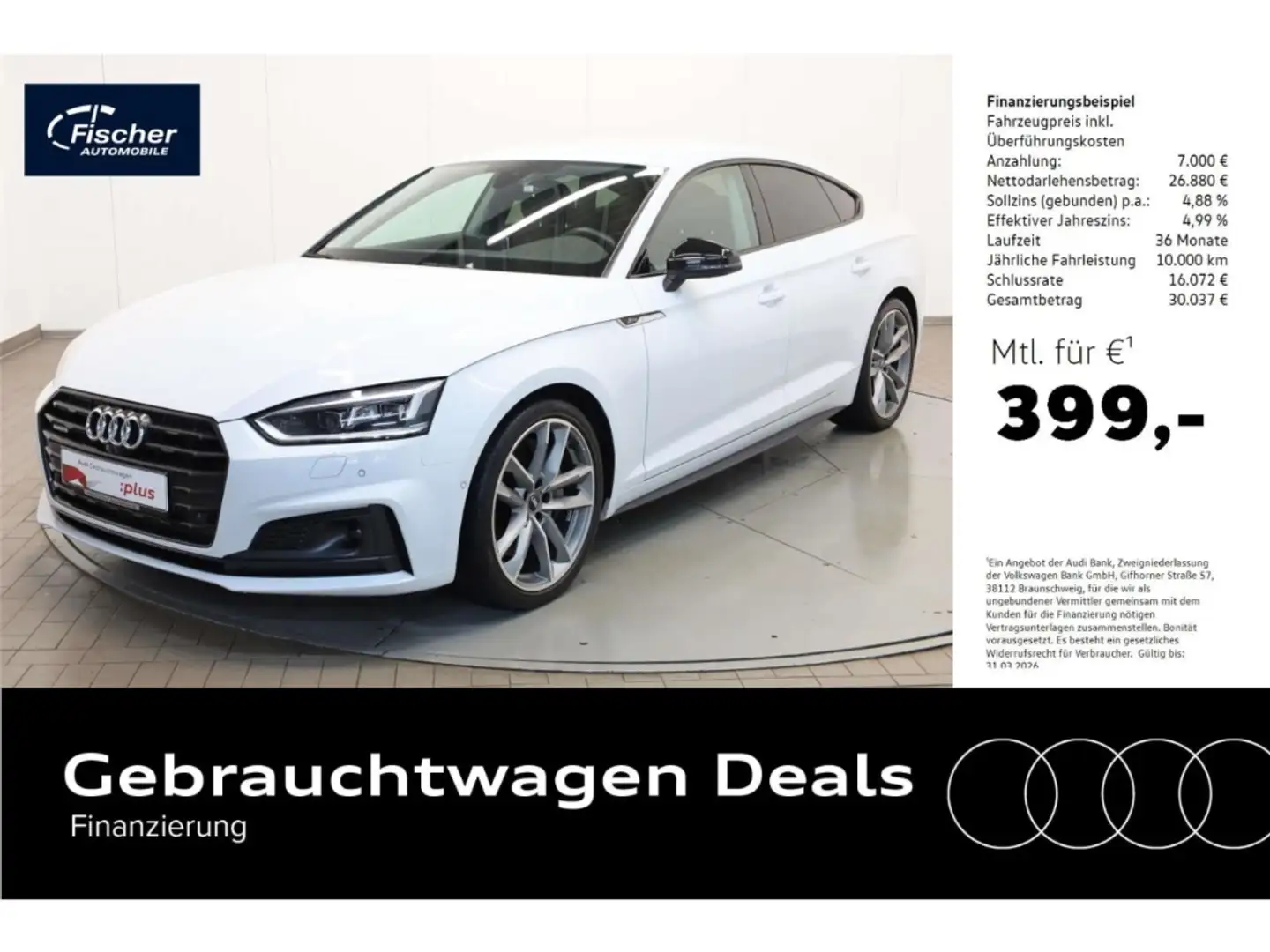 Audi A5 Sportback 45 TDI quattro S-Line Selection Weiß - 1