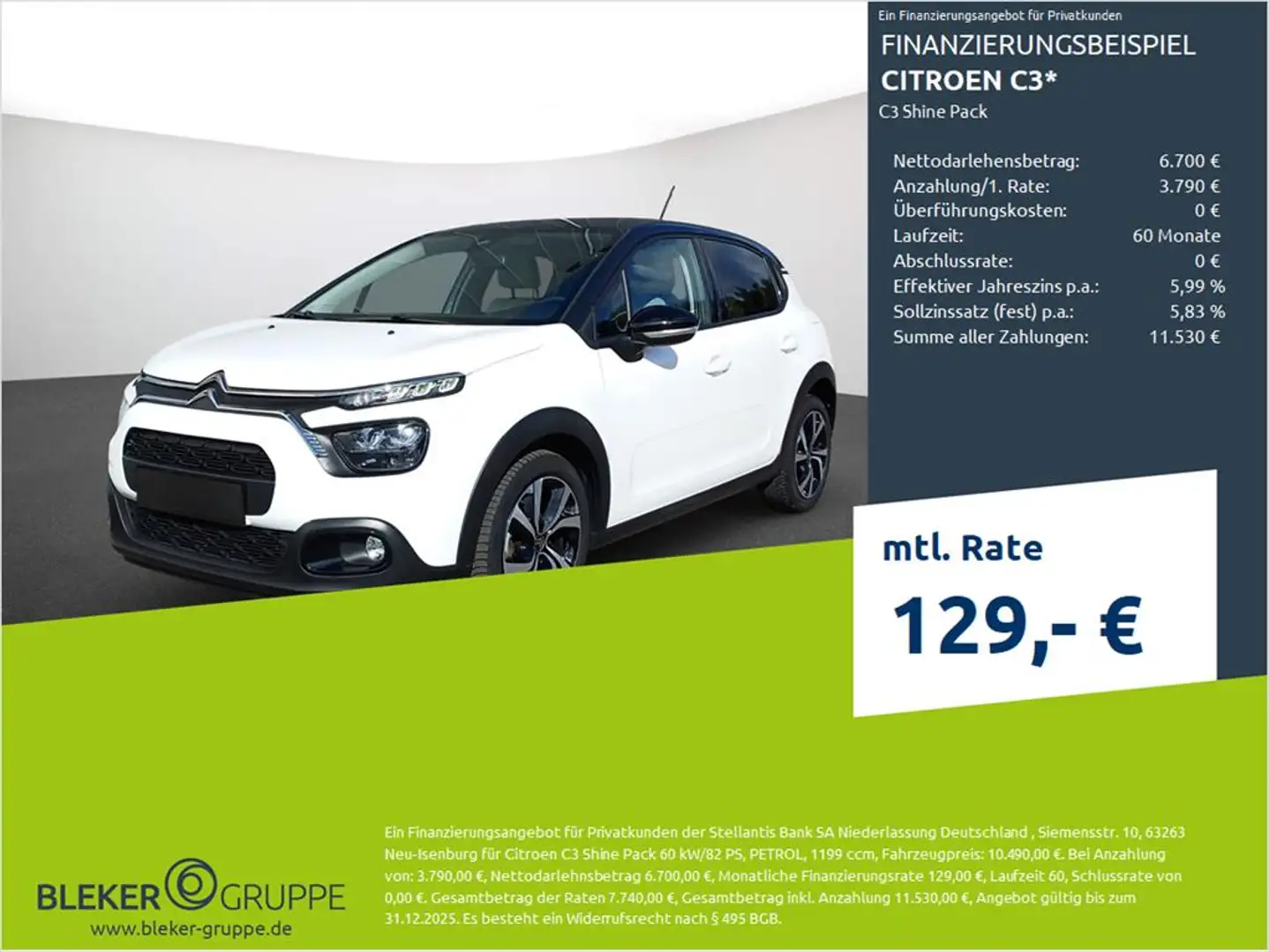 Citroen C3 C3 SHINEPACK PT83S&S Weiß - 1