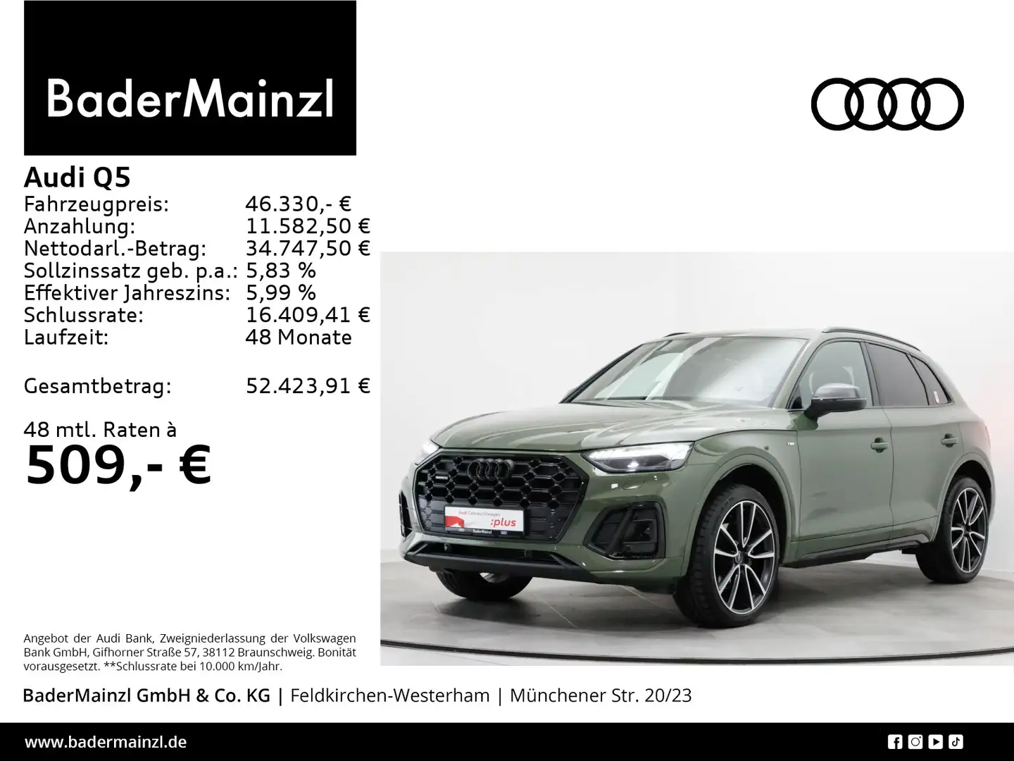 Audi Q5 45 TFSI quattro S line Pano Leder Matrix Kam. Grün - 1
