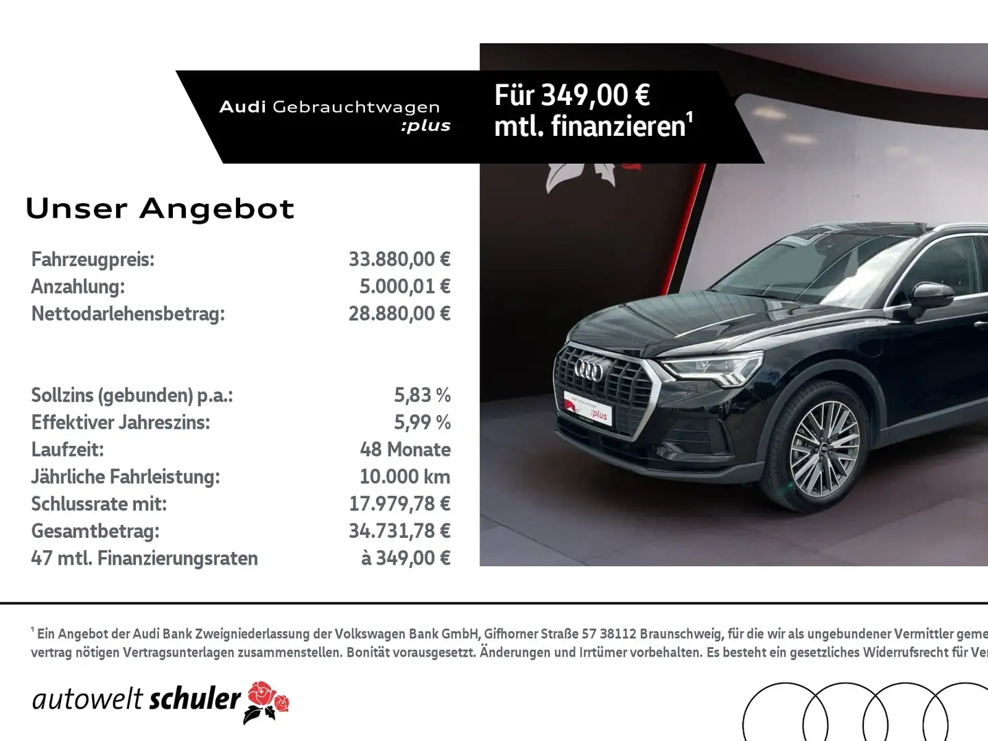Audi Q3 45 1.4 TFSI e S-line AHK ACC RFK LED Navi Pano SH Schwarz - 1