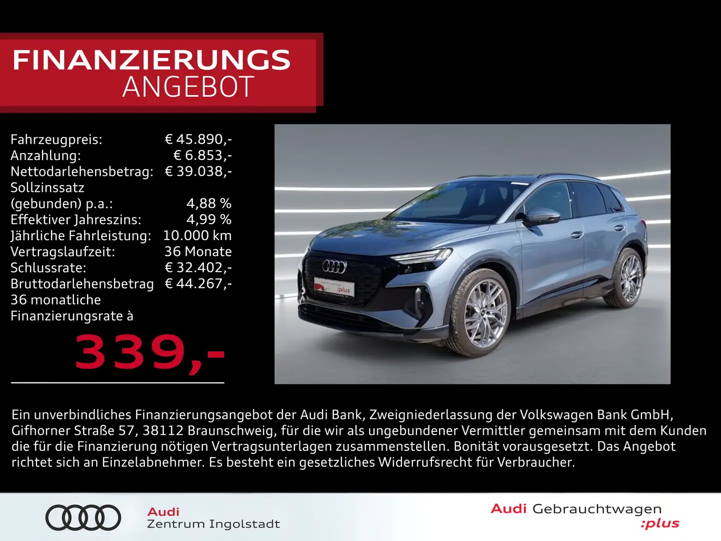 Audi Q4 e-tron 50 qu 2x S line MATRIX Pano Raute 21" Blau - 1
