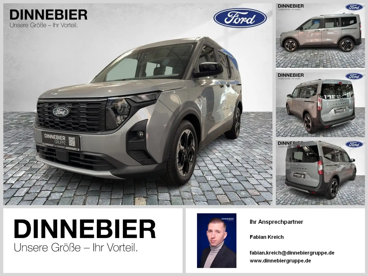 Ford Tourneo Courier Active 92 kW ACC CAM NAVI TWA LM Silber - 1