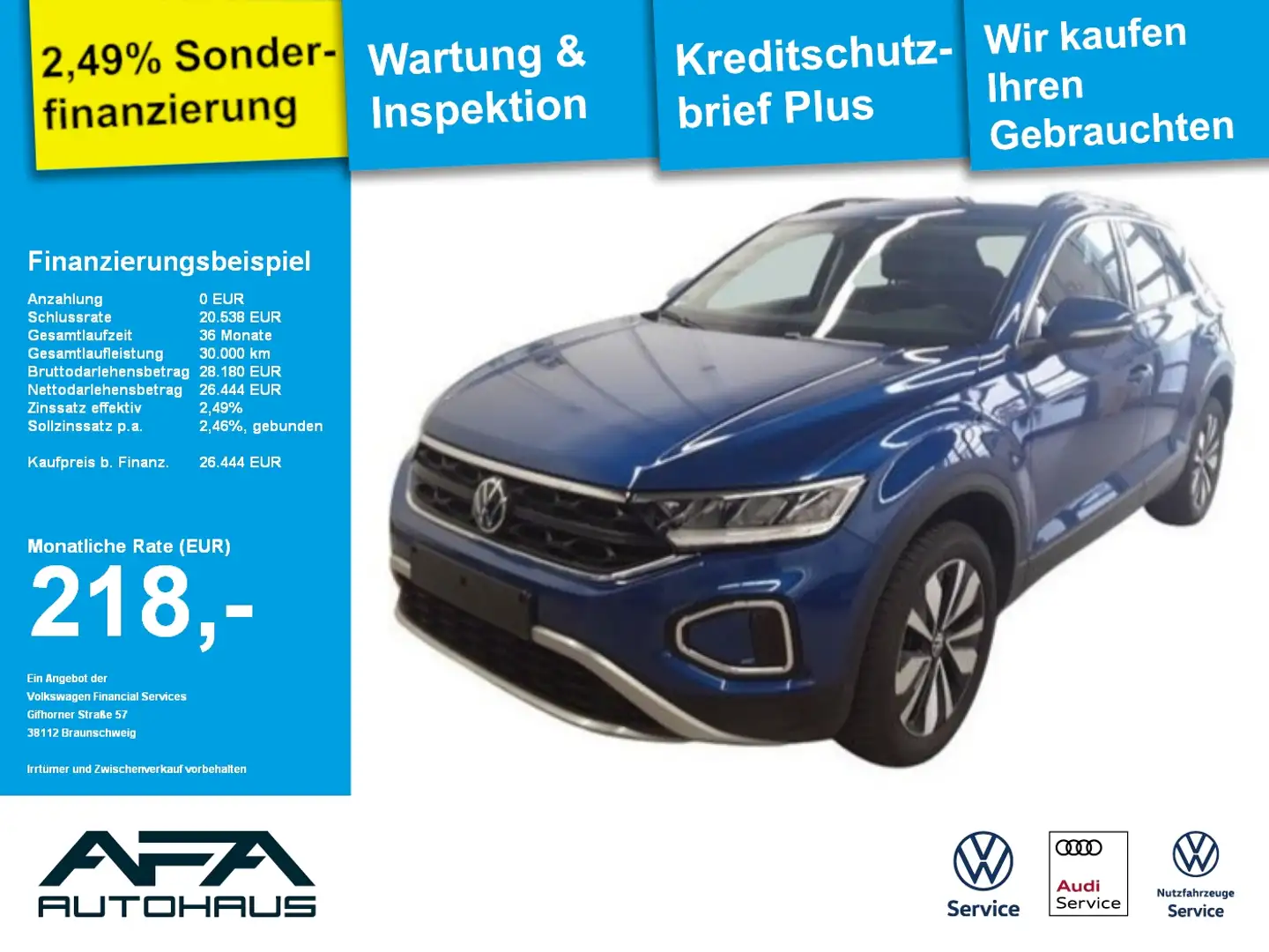 Volkswagen T-Roc 1.5 TSI MOVE DSG Navi*LED*ACC*App-Connect Blau - 1