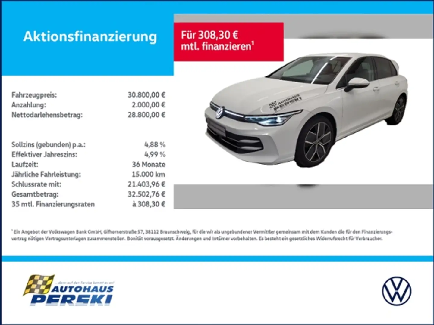 Volkswagen Golf VIII 8 1.5 TSI Style KLIMA, AHK, NAVI, LED Weiß - 1