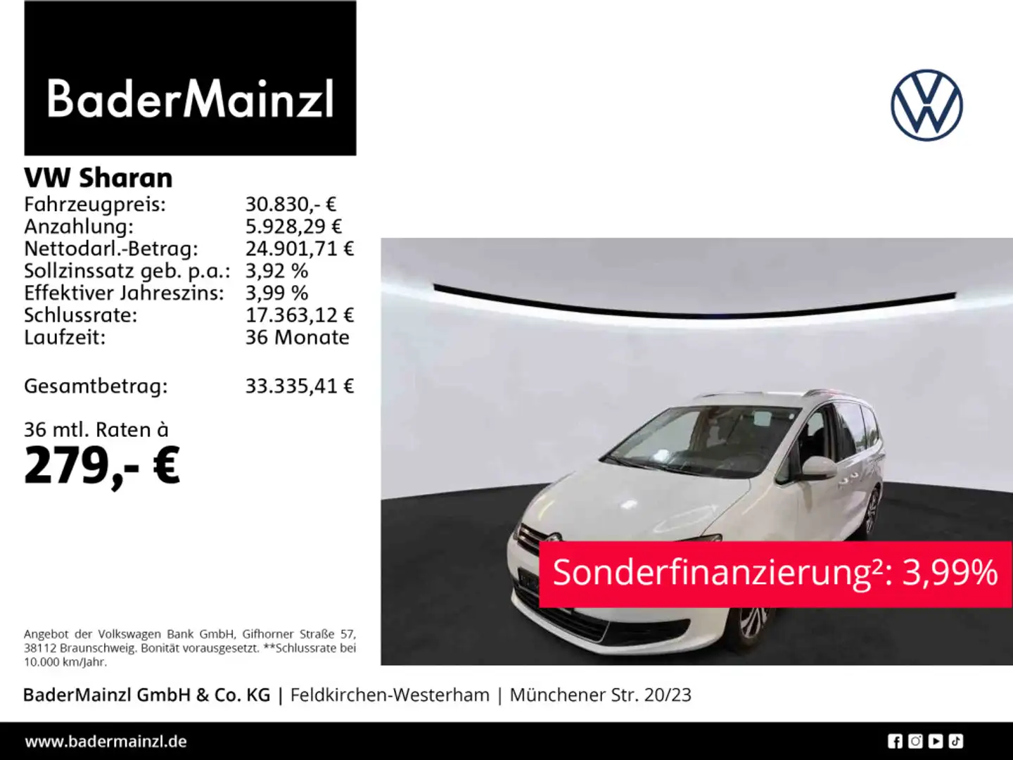 Volkswagen Sharan 1.4 TSI DSG Active AHK Stdhz SHZ Kamera Weiß - 1