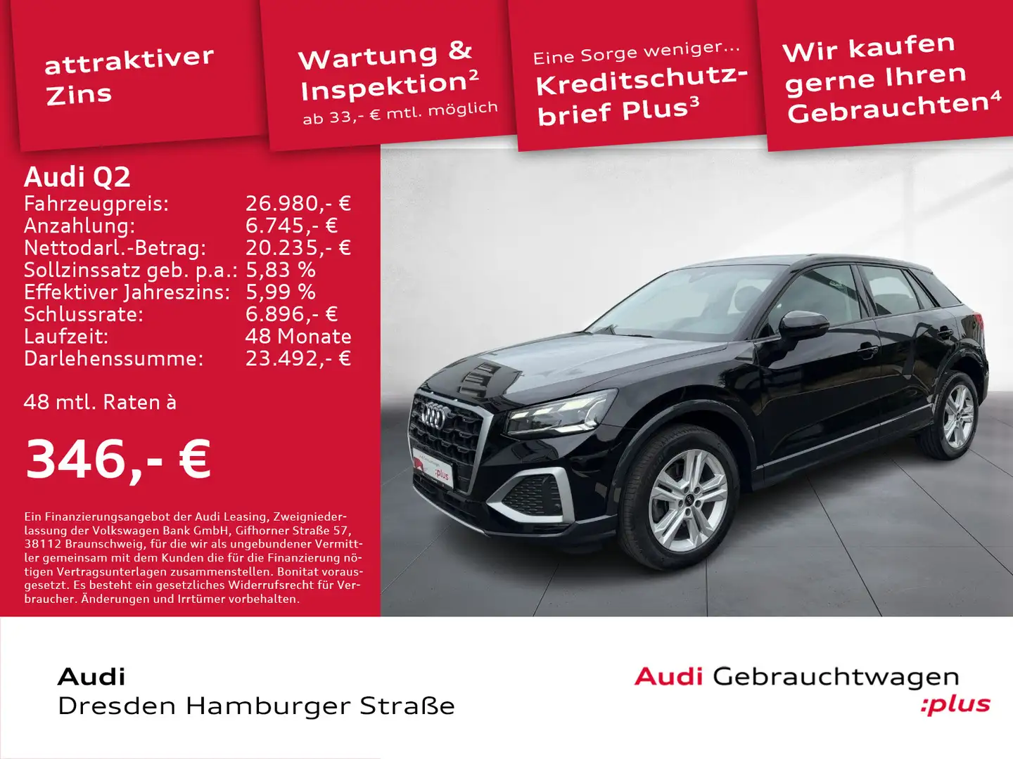 Audi Q2 35 TDI Advanced quattro Matrix Navi S tronic Schwarz - 1