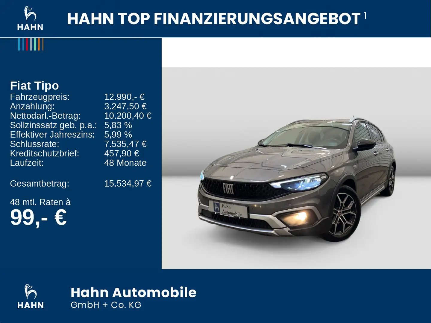 Fiat Tipo 1.0 Cross Navi ACC Kamera LED Grau - 2