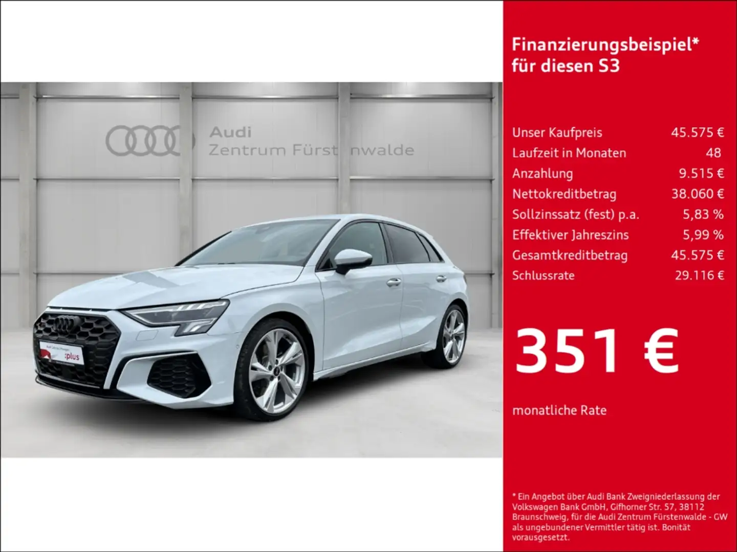 Audi S3 Sportback 2.0 TFSI S tronic quattro Navi Digitale Weiß - 1