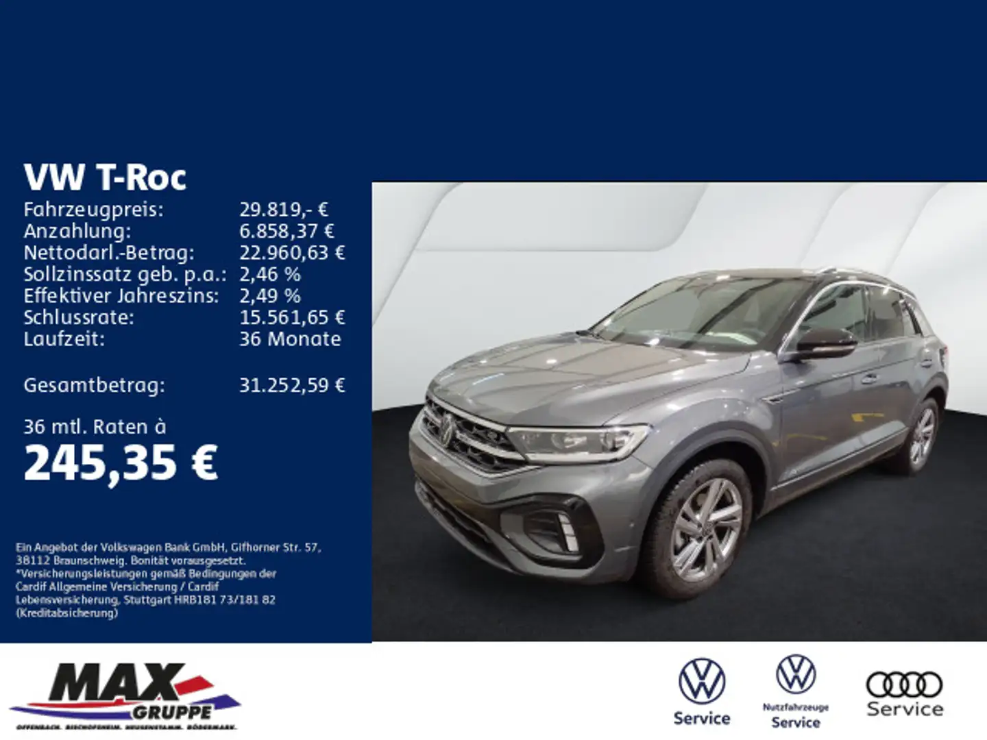 Volkswagen T-Roc 1.5 TSI DSG R-LINE NAVI+AHK+KAMERA+ACC Grau - 1