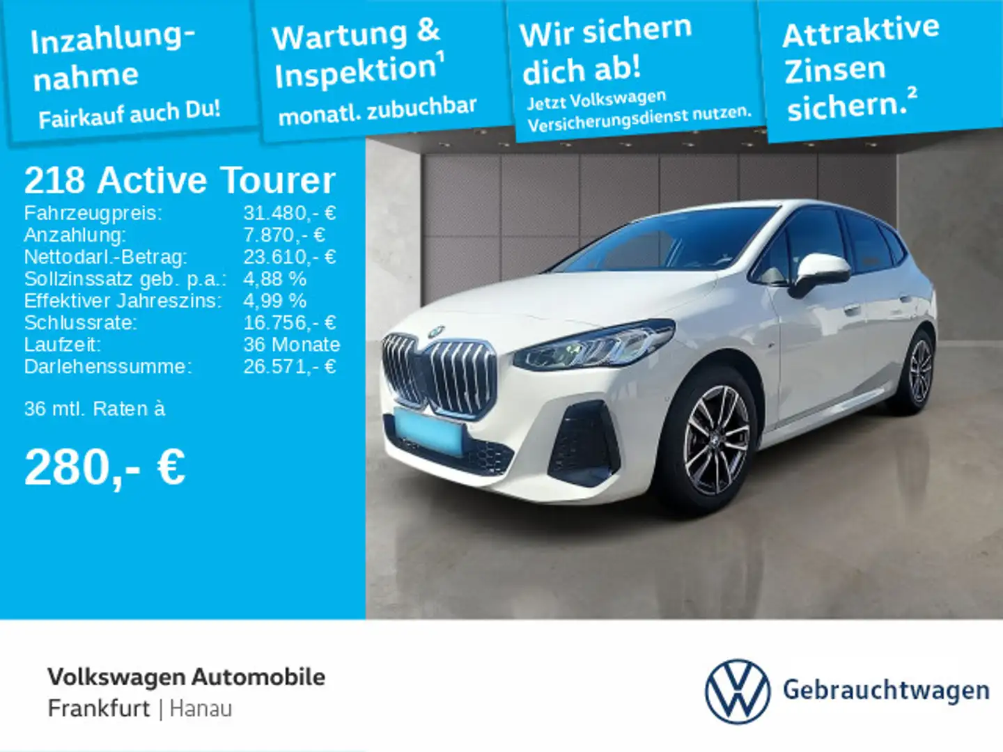 BMW 218i  Active Tourer - 218i M Sport Fahrferassist Weiß - 1