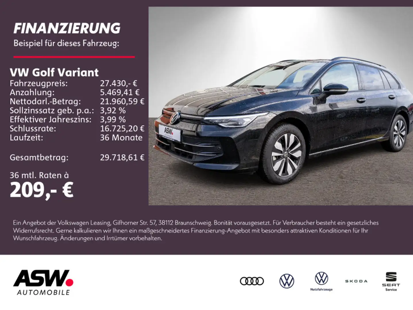 Volkswagen Golf Variant Goal 1.5TSI LED Nav RFK ACC SHZ AHK Schwarz - 1