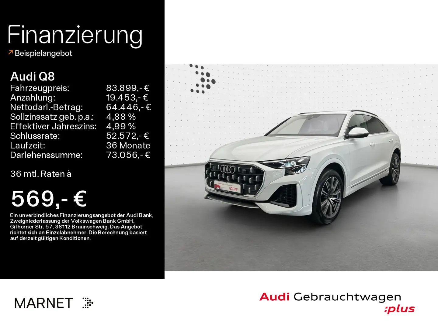 Audi Q8 55 TFSI e quattro*S line*HeadUp*Tour*Matrix*A Weiß - 1