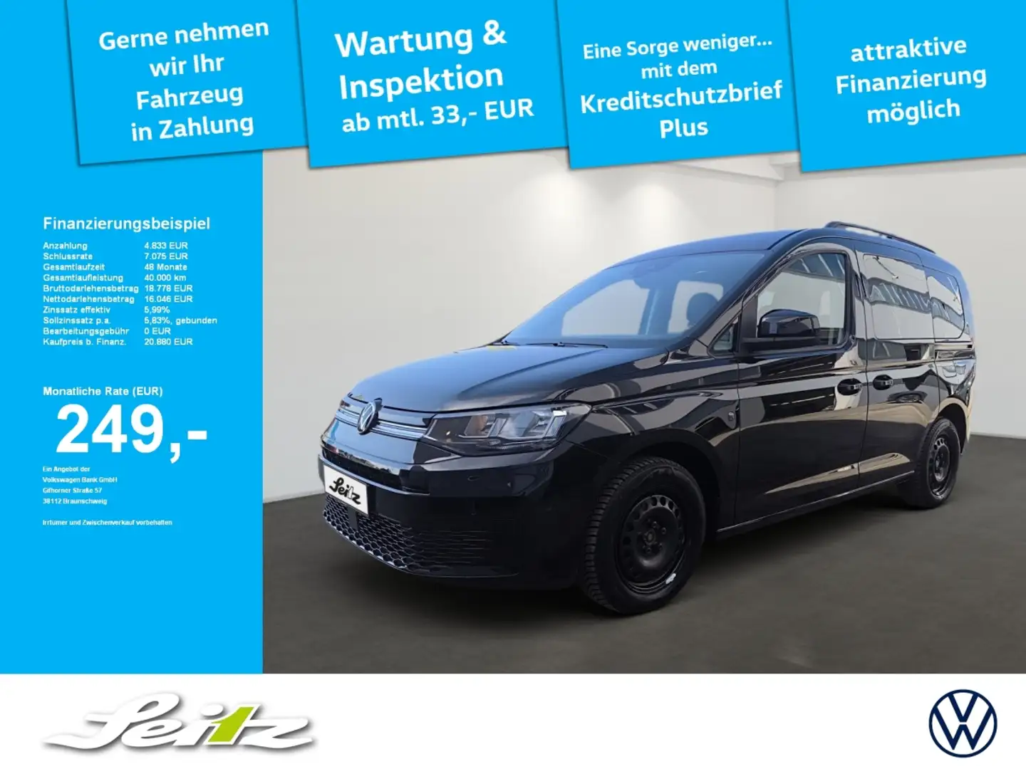 Volkswagen Caddy 2.0 TDI KR Life *KAMERA*SITZH*DAB* Noir - 1