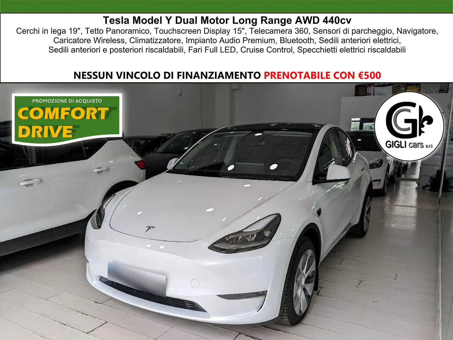 Tesla Model Y 440 cv, AWD, Tetto Panoramico, Autonomia WLTP 533k Bianco - 1