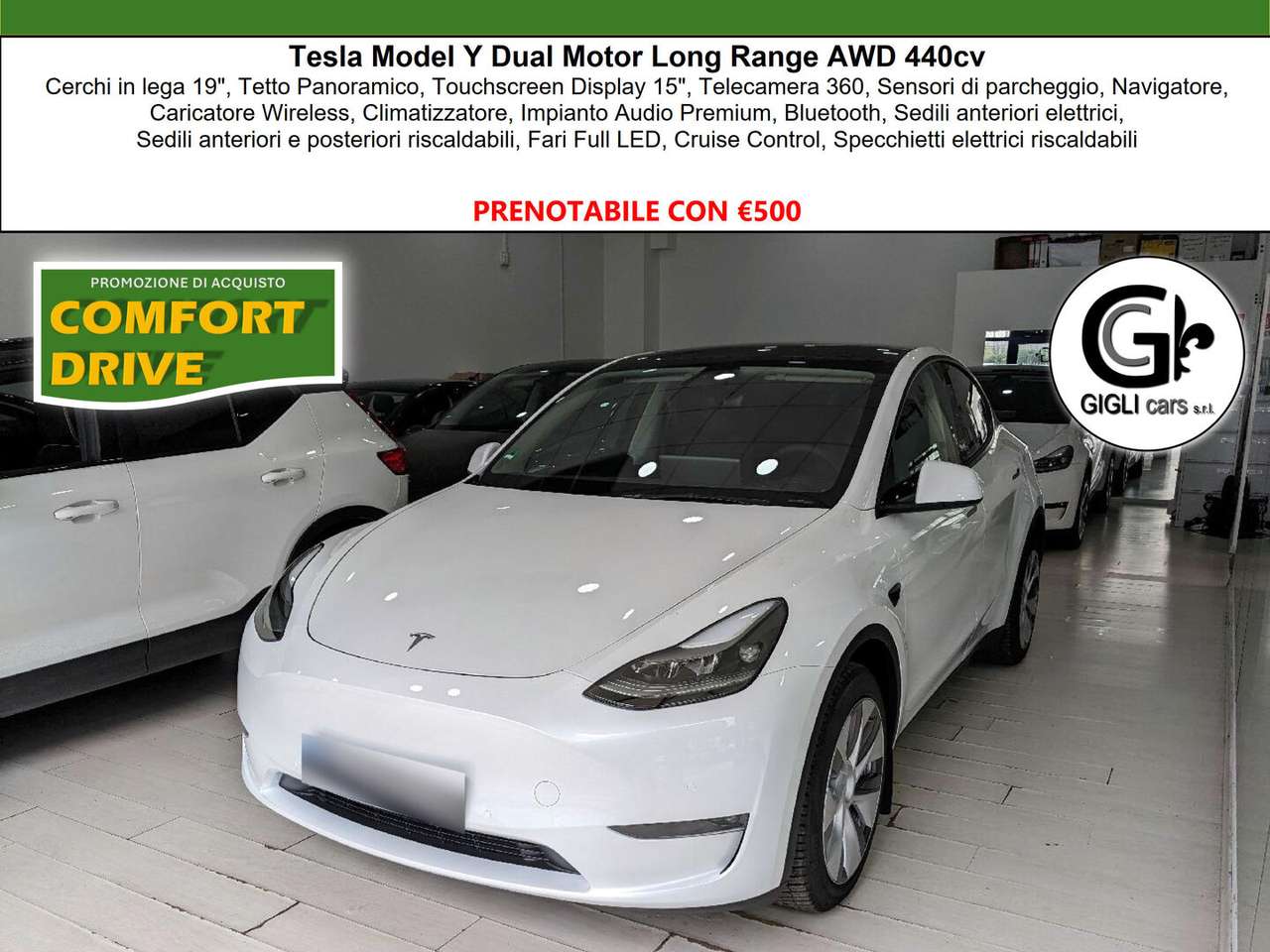 Tesla Model Y 440 cv, AWD, Tetto Panoramico, Autonomia WLTP 533k