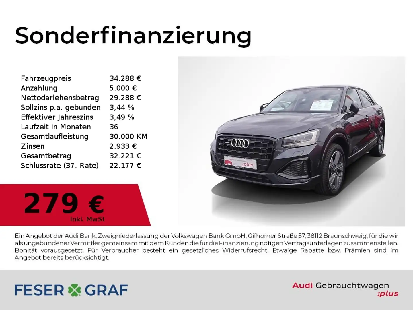 Audi Q2 40 TFSI q. Navi plus/Leder/Sportsitze/RFK Grau - 1