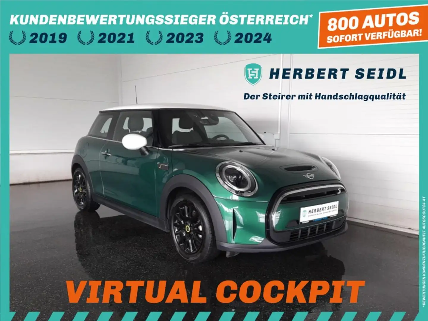 MINI Cooper SE ESSENTIAL 32,6kWh Aut *VOLL LED / NAVI / WÄRMEPUMPE / VIRUELL / TEILLEDER / TEMPOMAT / SHZG* Grün - 1