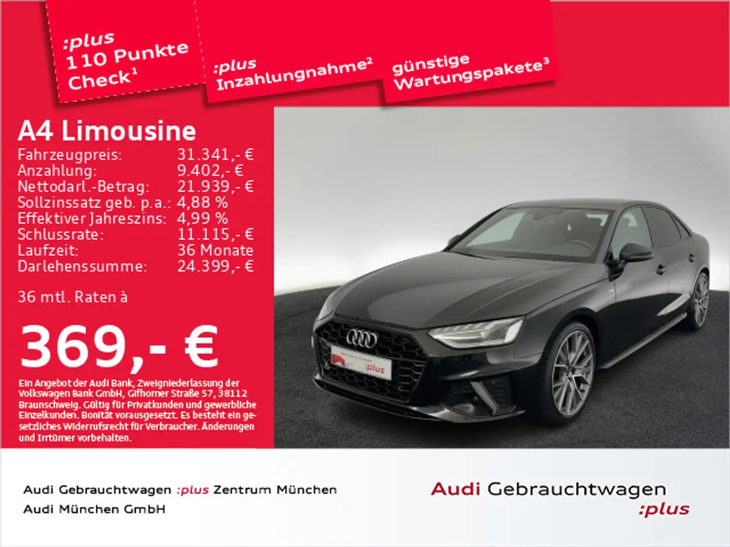 Audi A4 35 TFSI S line Virtual+/Massage/PDC Zwart - 1