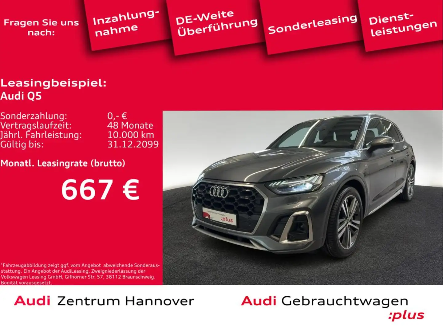 Audi Q5 50 TDI quattro S-Line Matrix AHK Kamera Navi virtu Grau - 1