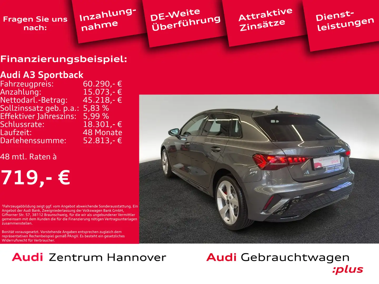 Audi A3 S line 45 TFSI e S tronic Grau - 2