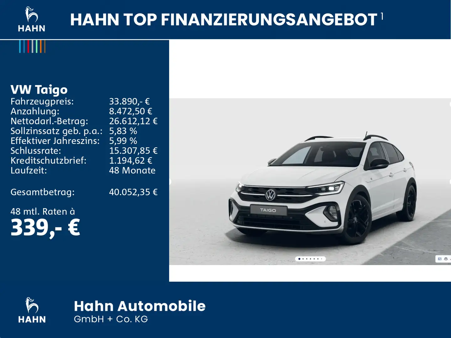 Volkswagen Taigo R-Line 1,0 l TSI OPF 116 PS DSG Weiß - 2