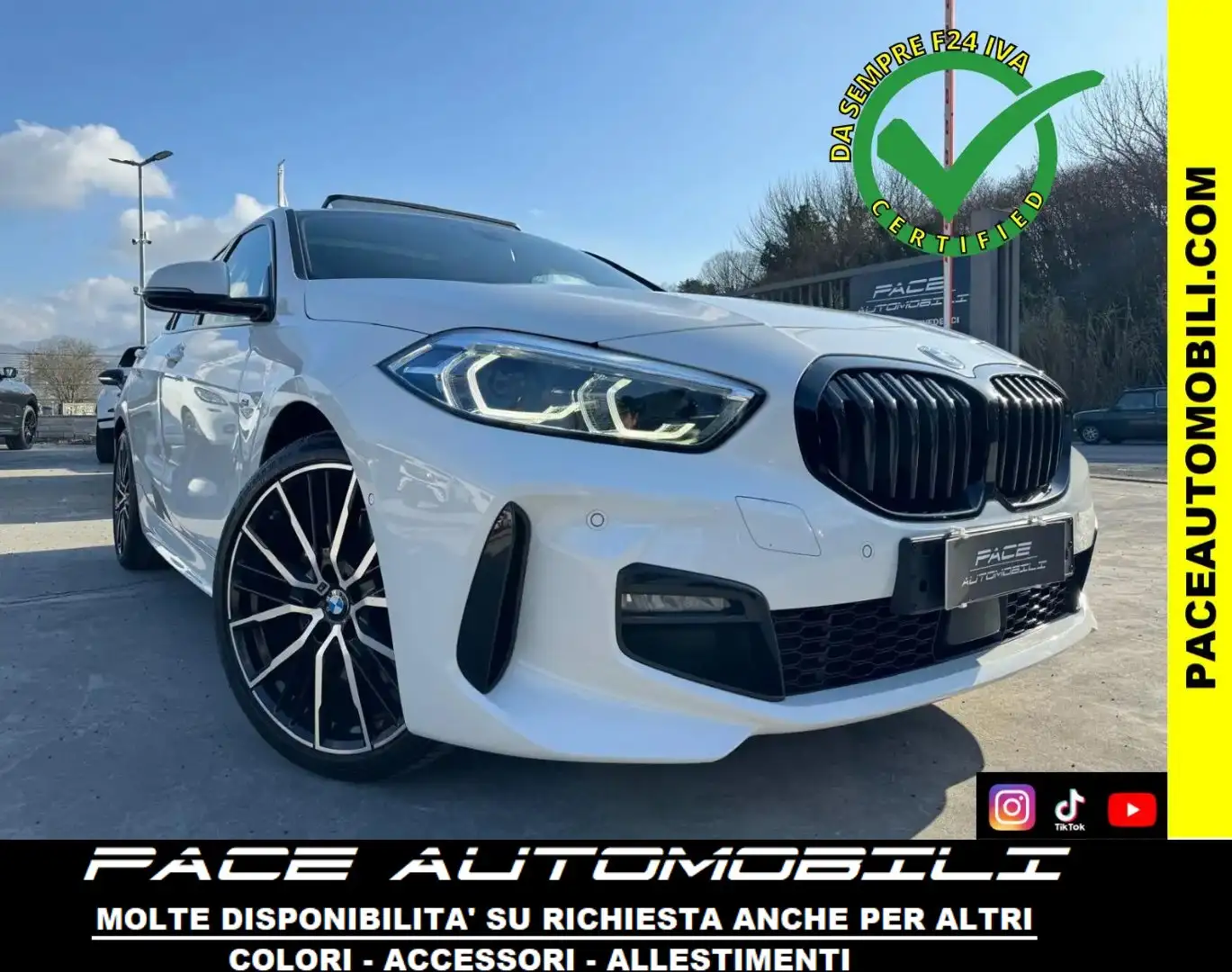 BMW 120 i M-SPORT MSPORT BLACK PACK TETTO PELLE 19" PDC Blanco - 1