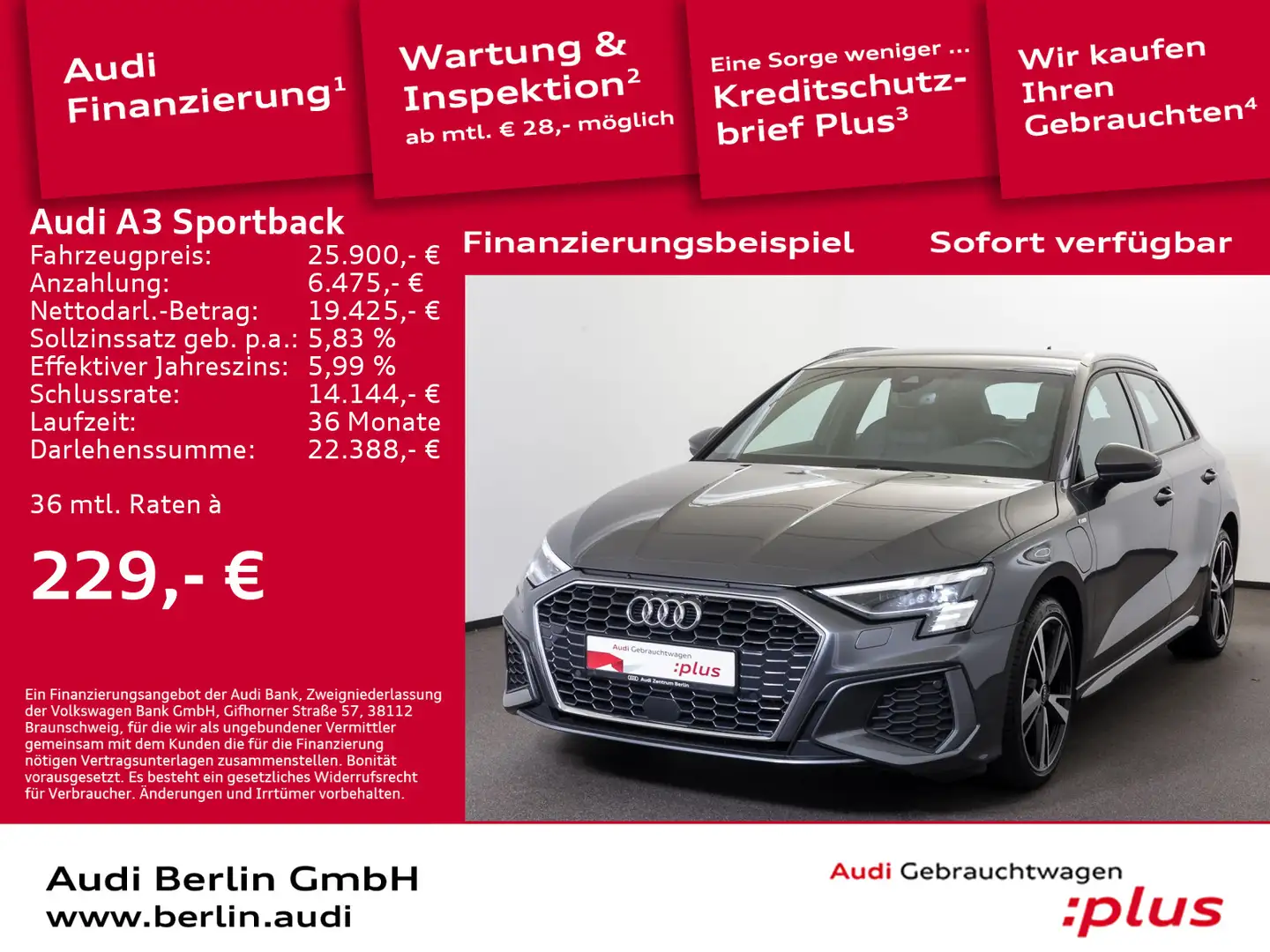 Audi A3 40 TFSI e S line S tr. AHK PDC NAVI Grau - 1