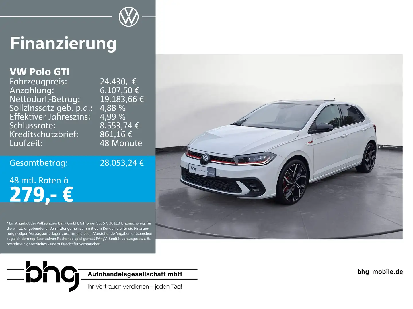 Volkswagen Polo GTI 2,0 TSI DSG RoofPack MatrixLED IQ.Drive Weiß - 1