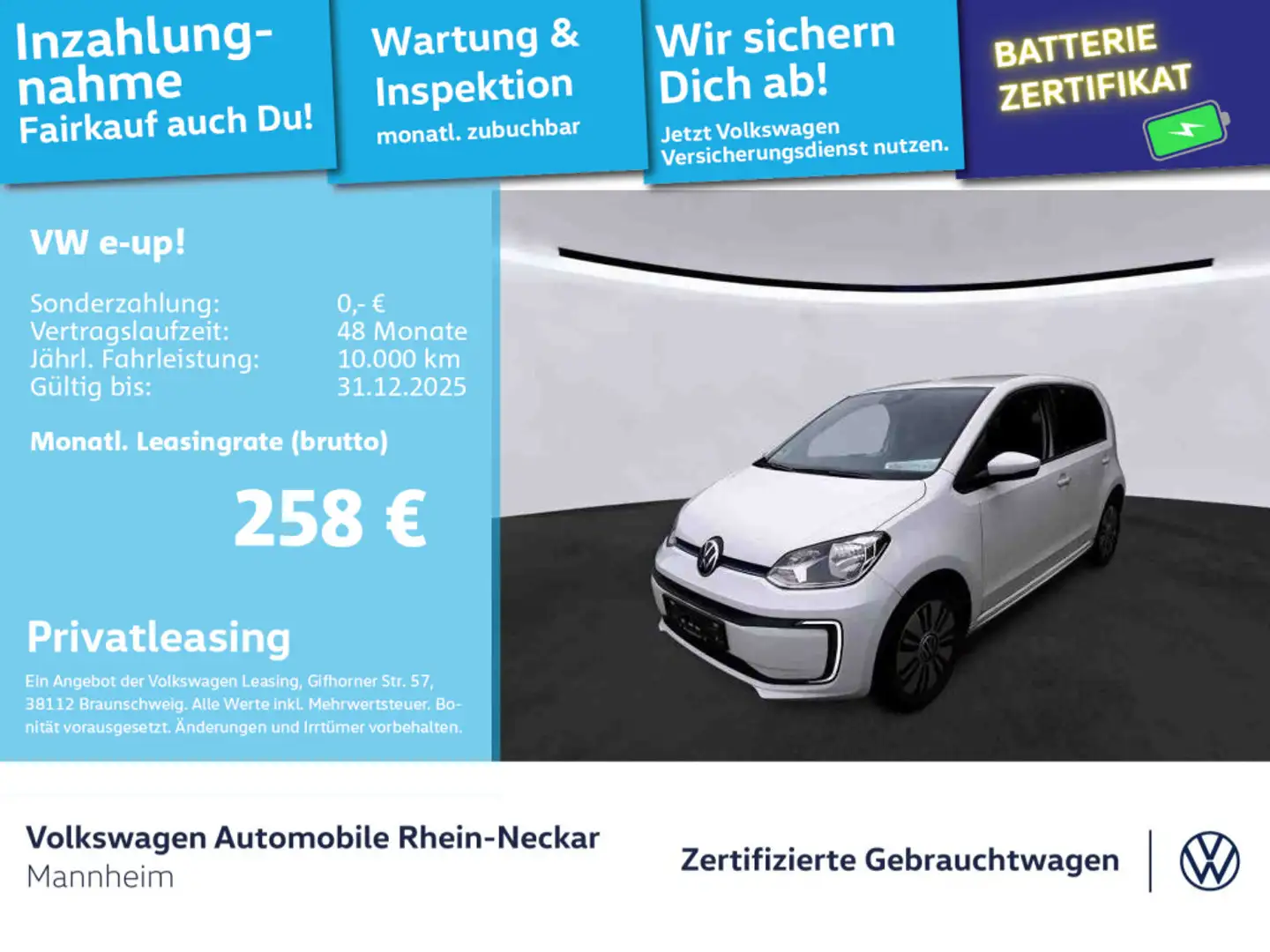 Volkswagen e-up! move up! 61kW Kamera PDC Sitzheizung uvm Weiß - 1