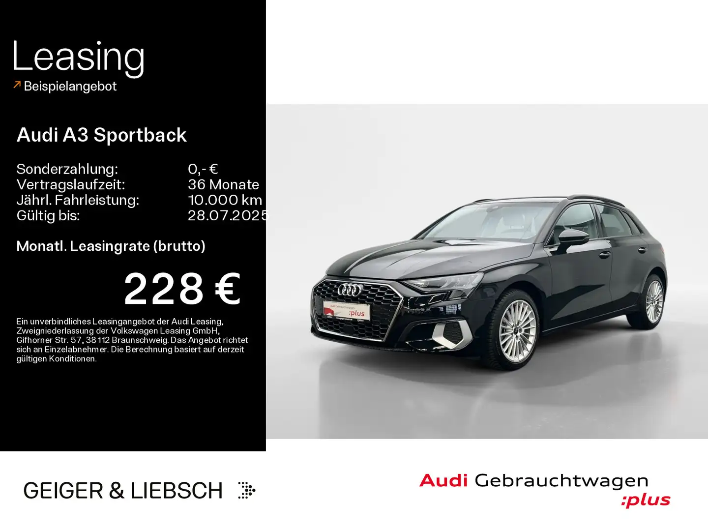 Audi A3 30 TDI advanced*LED*VIRTUAL*NAVI-PL Schwarz - 1