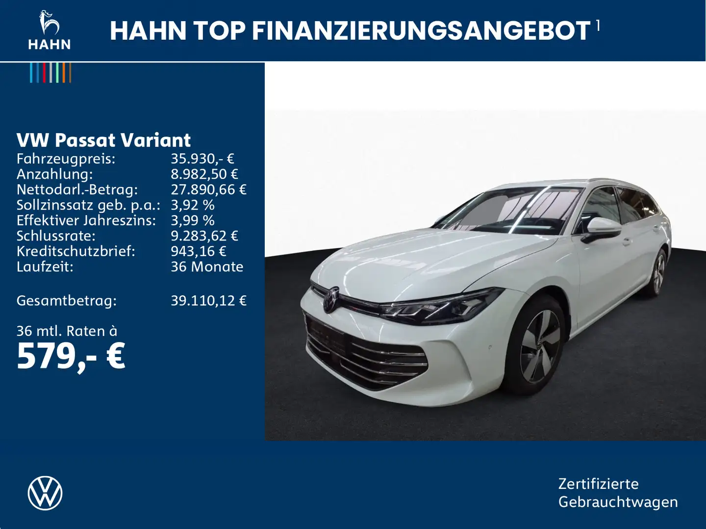 Volkswagen Passat Variant 2.0TDI DSG Business 360° AHK Navi Weiß - 2