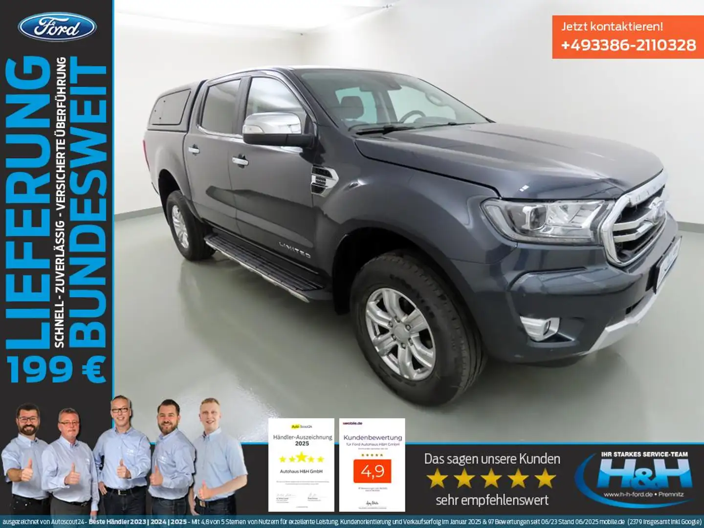 Ford Ranger 2.0 Limited 4x4 LED+Kam+Hardtop Grau - 1