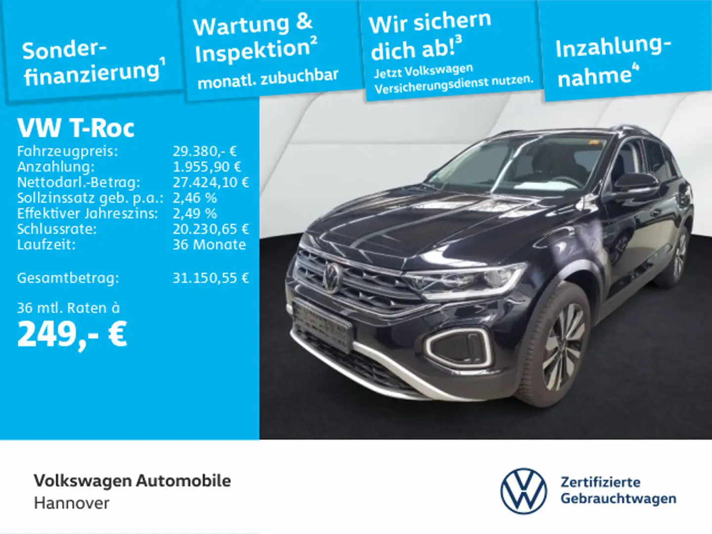 Volkswagen T-Roc 2.0 TDI DSG Goal Navi AHK LED DigCockpit A Schwarz - 1