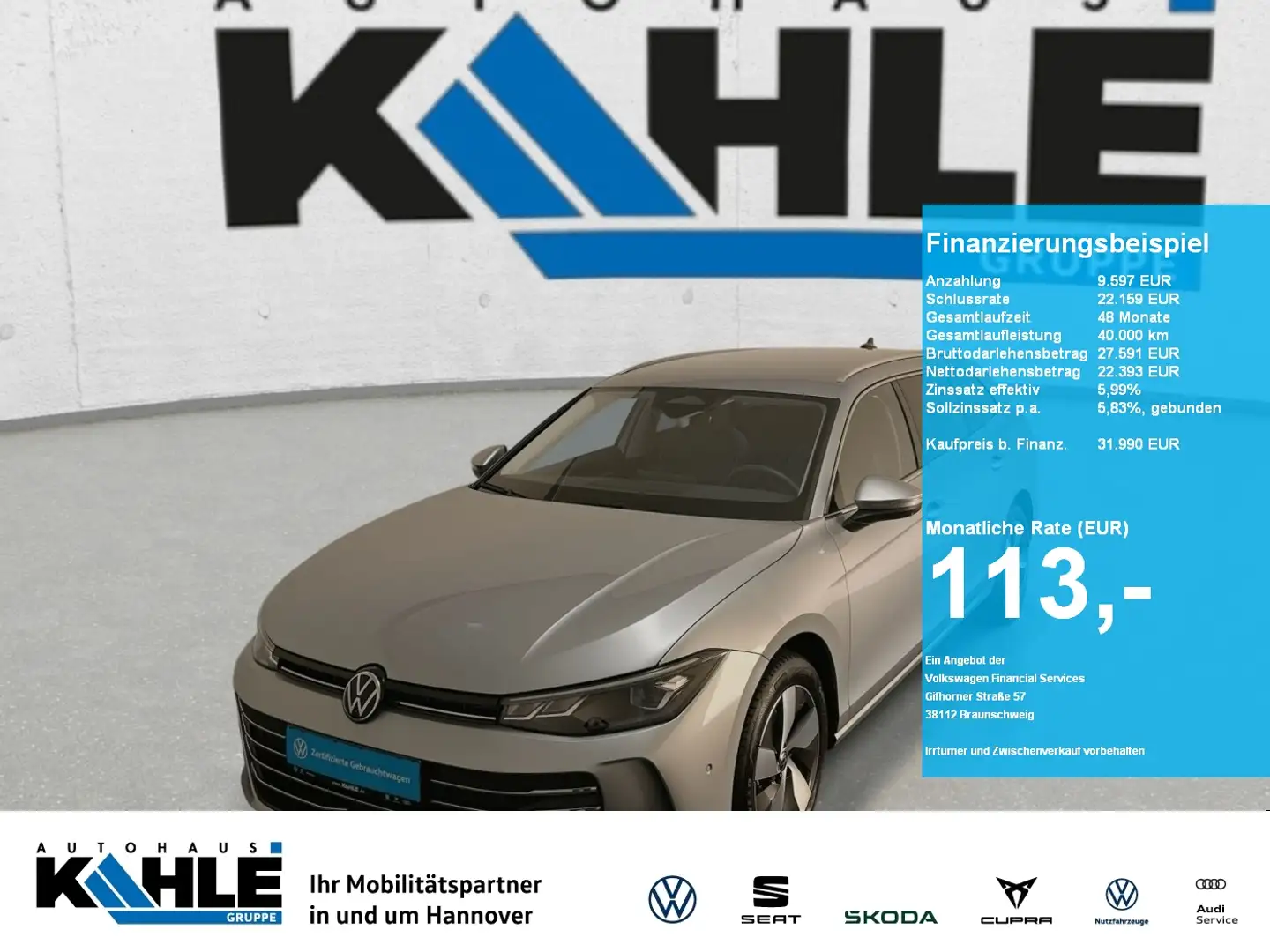 Volkswagen Passat Business 1.5eTSI DSG Navi AHK PDC Zilver - 1