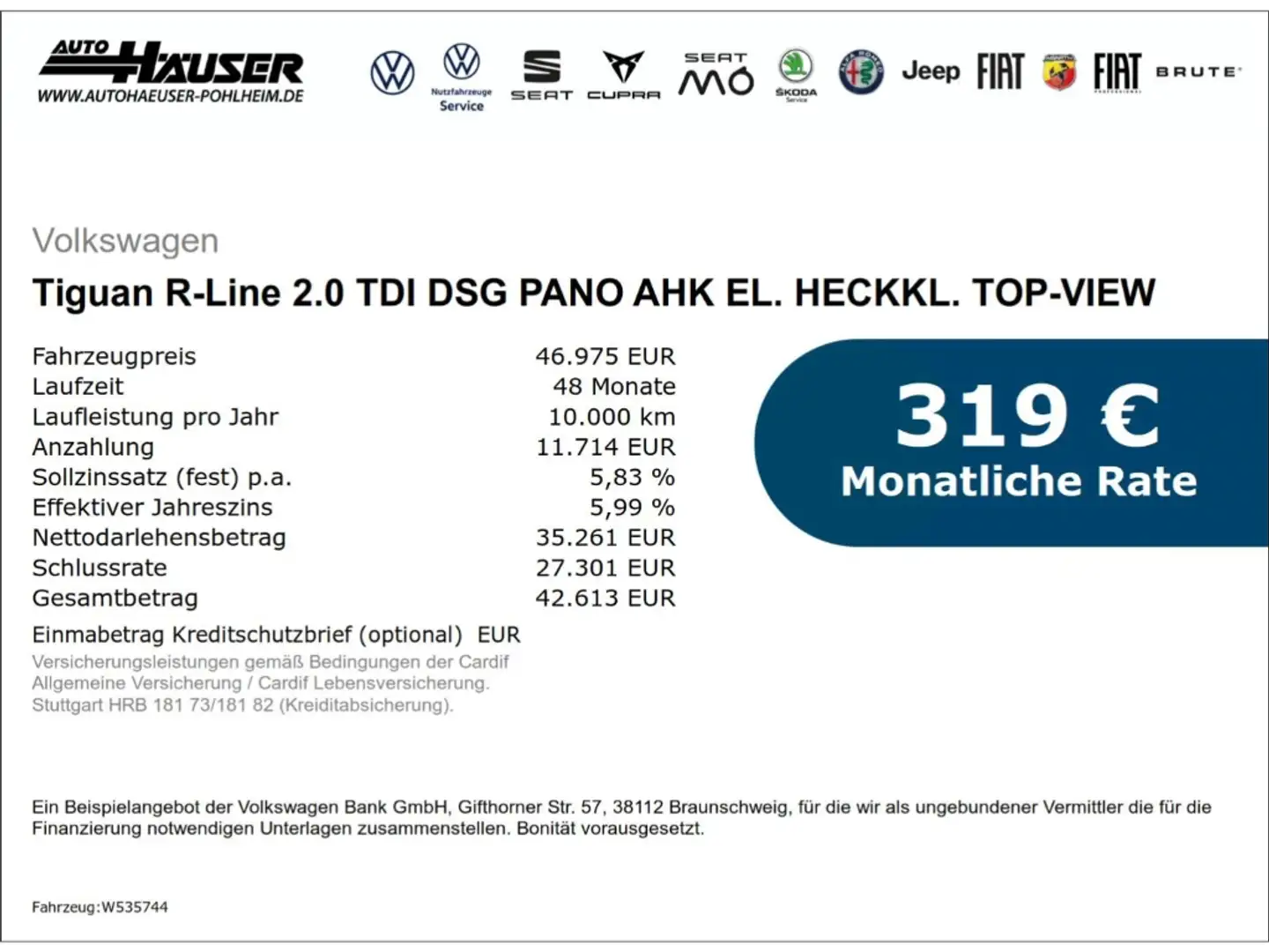 Volkswagen Tiguan R-Line 2.0 TDI DSG PANO AHK EL. HECKKL. TOP-VIEW N Weiß - 2