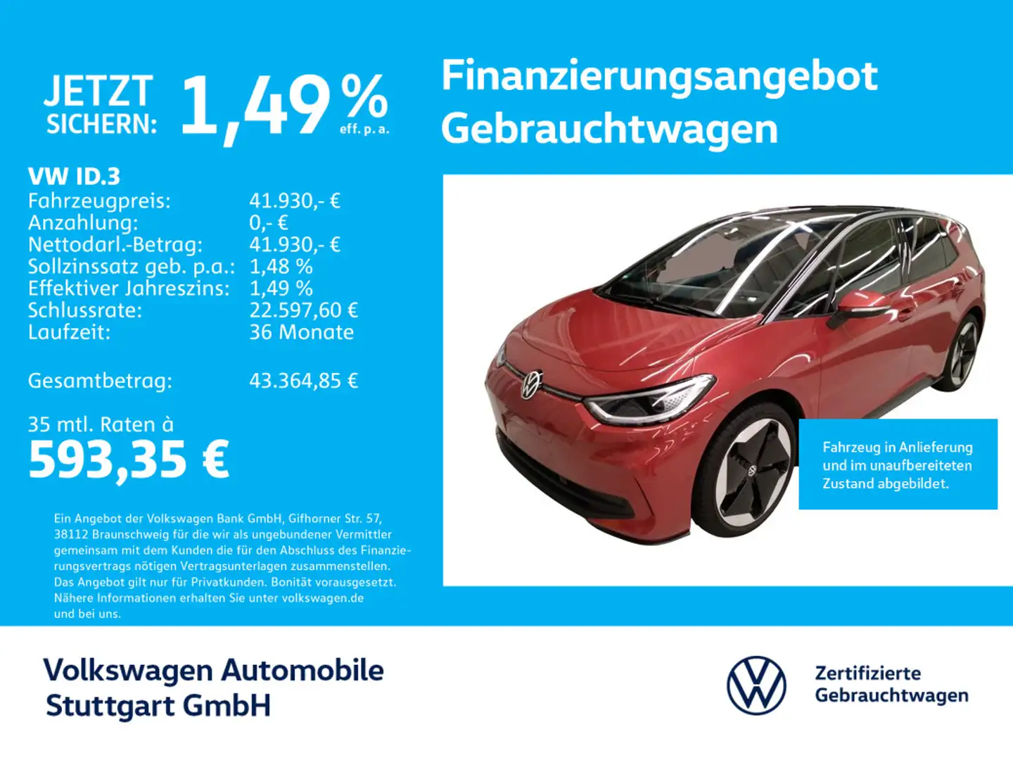 Volkswagen ID.3 Pro S Navi Kamera Tempomat Rot - 1