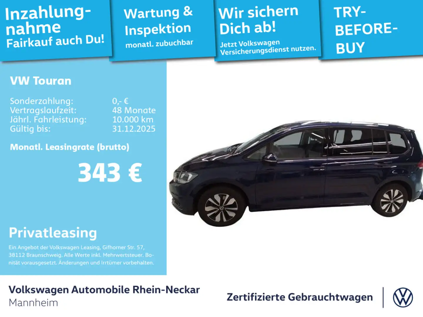 Volkswagen Touran 1.5 TSI Move GAR2029 Navi Standheizung PD Blau - 1