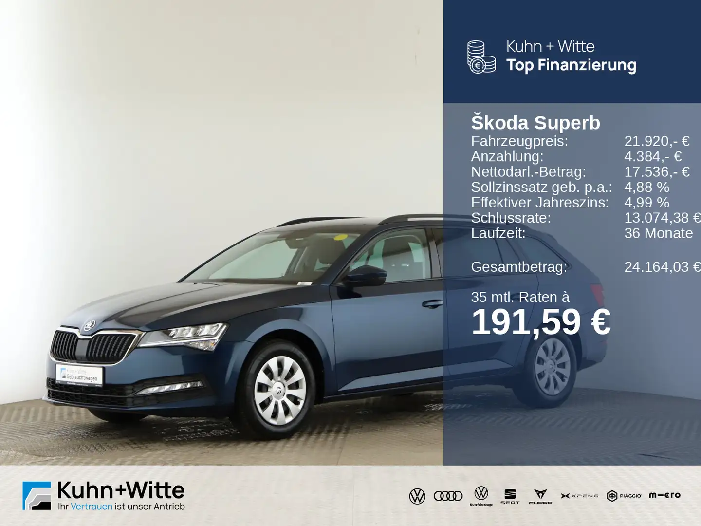 Skoda Superb Combi 1.5 TSI Active *LED*PDC*Navi*AppleC Bleu - 1