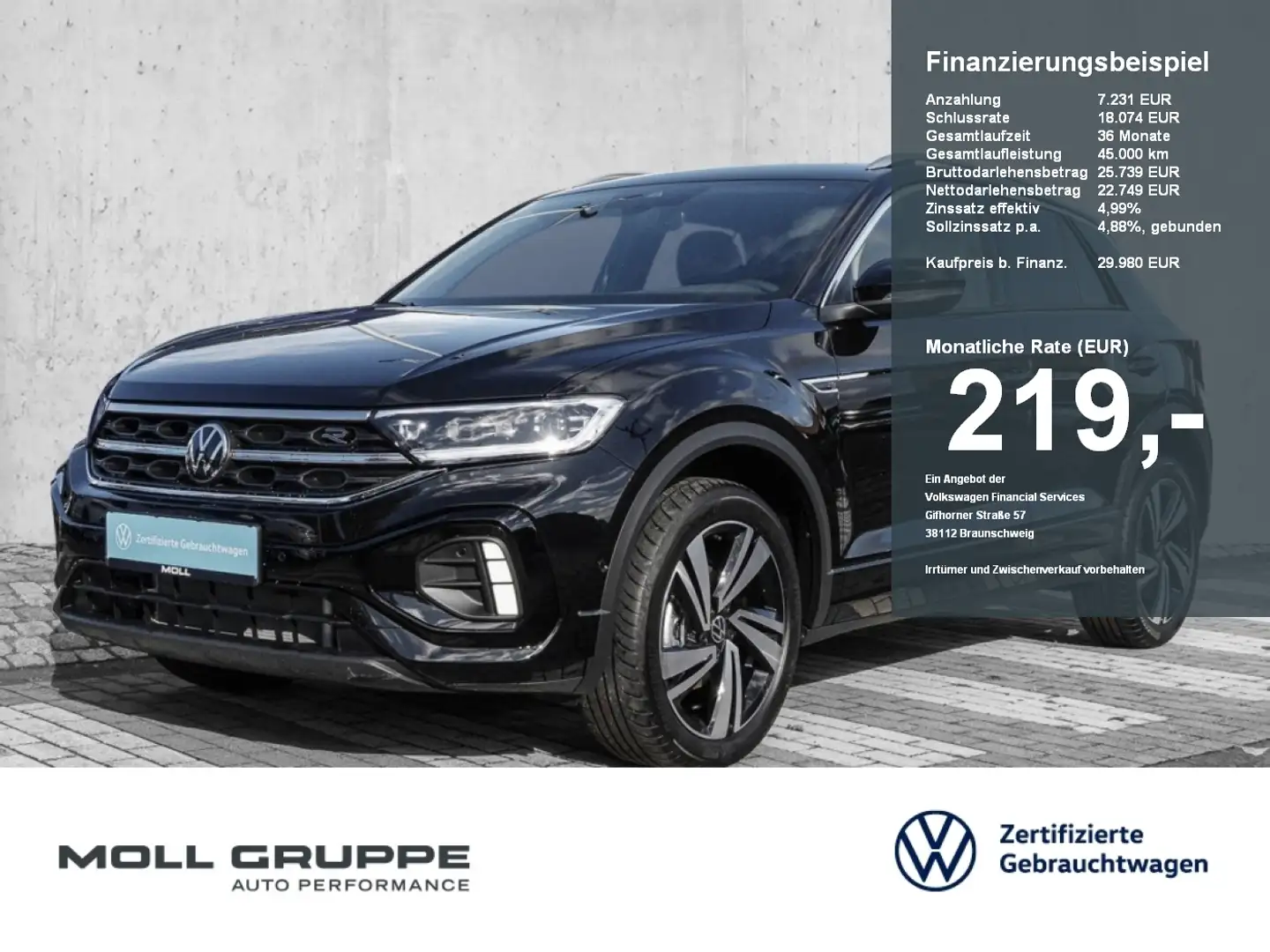 Volkswagen T-Roc 1.5 TSI DSG R-Line LED PLUS ALU PDC Schwarz - 1
