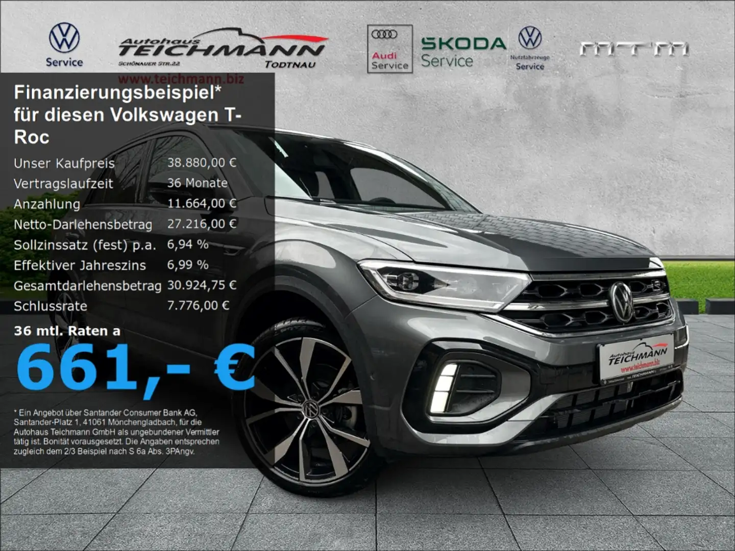 Volkswagen T-Roc R-Line 4Motion 2.0 TSI Grau - 1