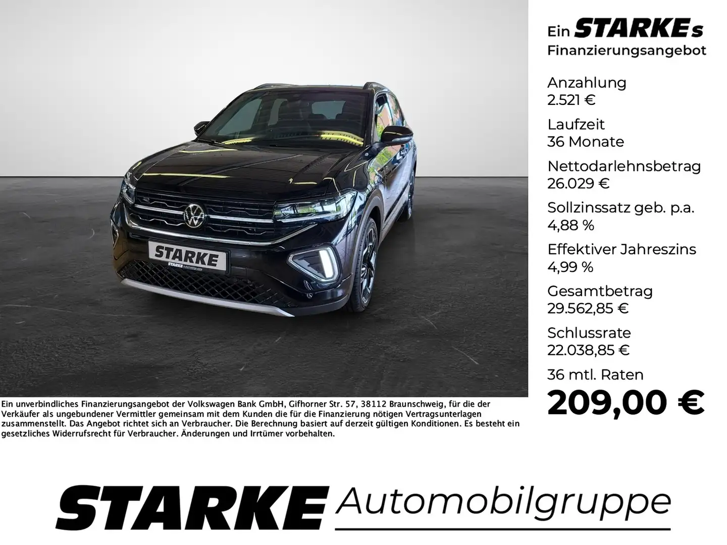 Volkswagen T-Cross 1.5 TSI DSG R-Line Schwarz - 1