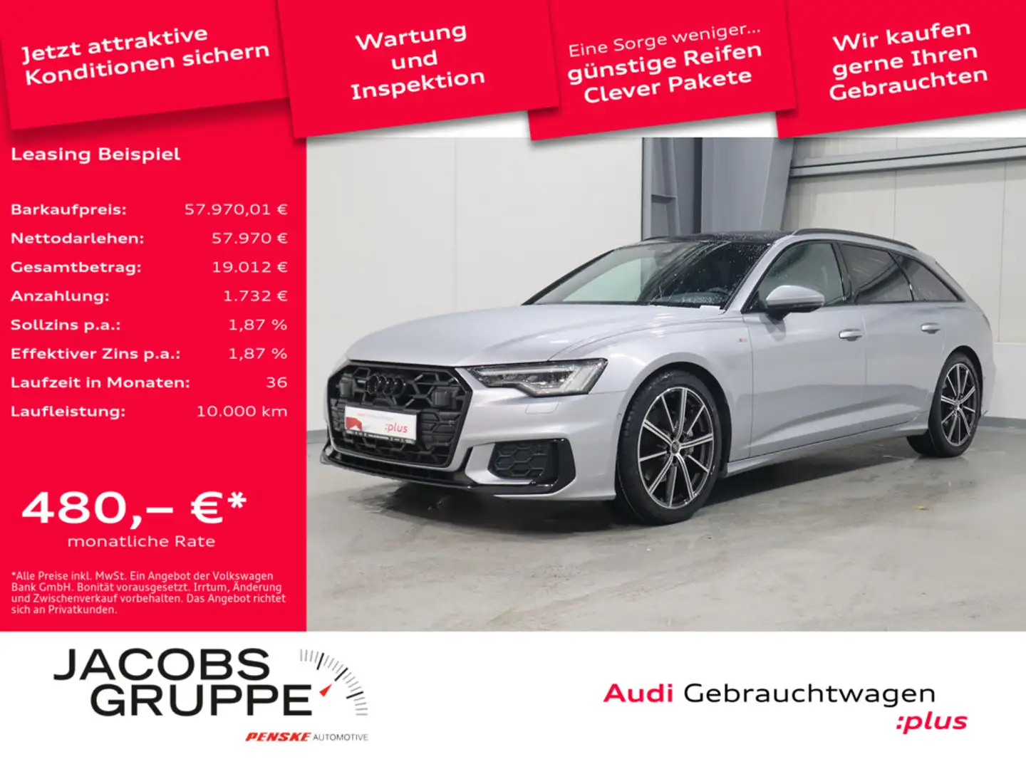 Audi A6 Avant 45 TDI quattro S line Panorama*Matrix-LED*Kamera * Silber - 1